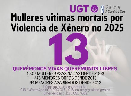 Contador: 13 mulleres asasinadas no 2025