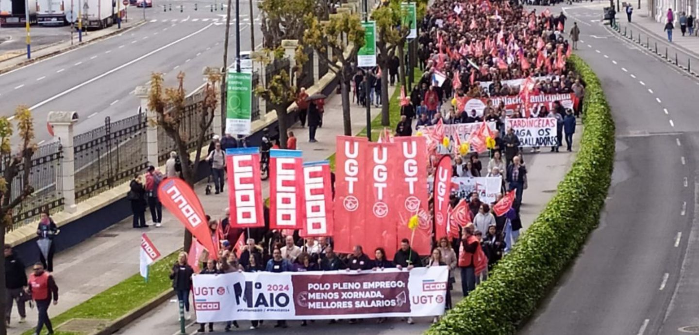 Imaxe da cabeceira da manifestación do 1 de Maio